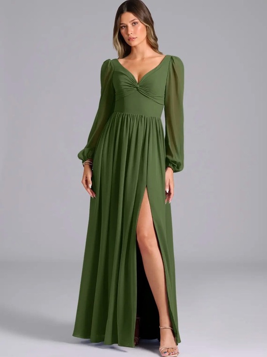 Azazie Dresses & Skirts - Azazie Zeya Olive Green Bridemaids Dress
